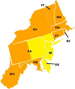 Tristate Territory Map NJ/NY/PA of Burgoyne Electrical Sales Inc
